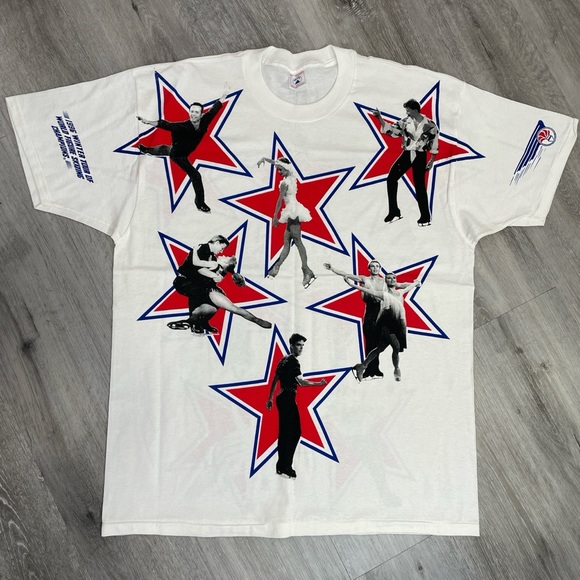 Vintage 1996 Tour of World Figure Skating Champions AOP Graphic Tee XL - Picture 1 of 6